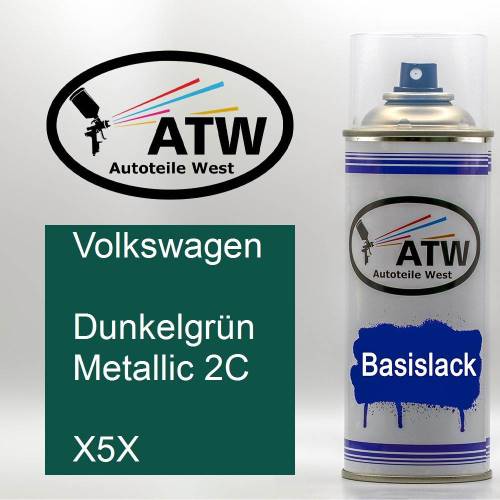 Volkswagen, Dunkelgrün Metallic 2C, X5X: 400ml Sprühdose, von ATW Autoteile West.